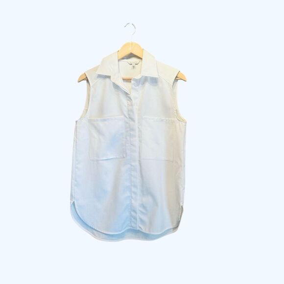 Massimo Dutti. Women's White Button-Down, Sleeveless Blouse. Size 6. - Picture 1 of 8